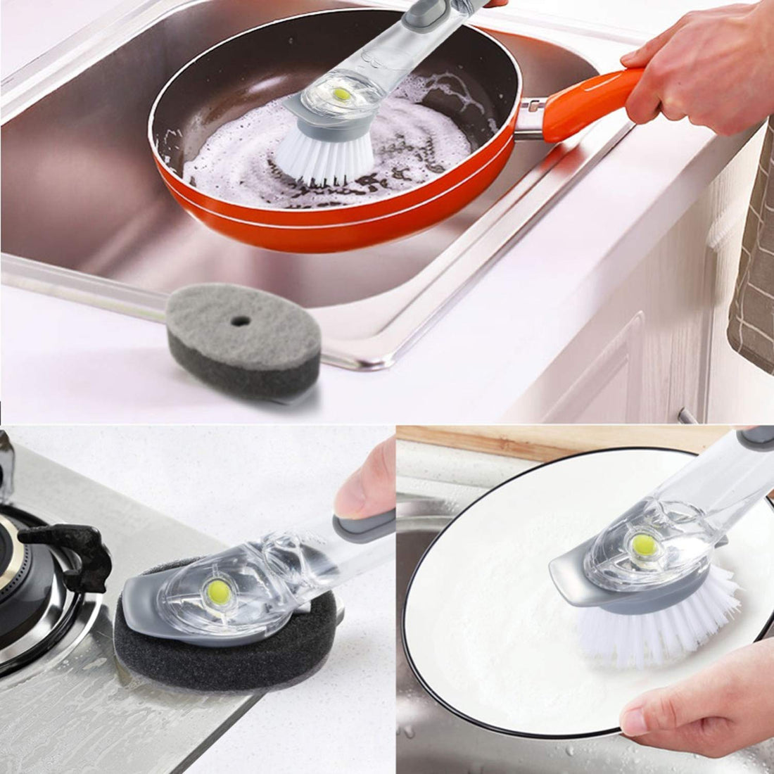Automatic Soap Dispensing Dish Cleaning Brush (Pack Of 2)