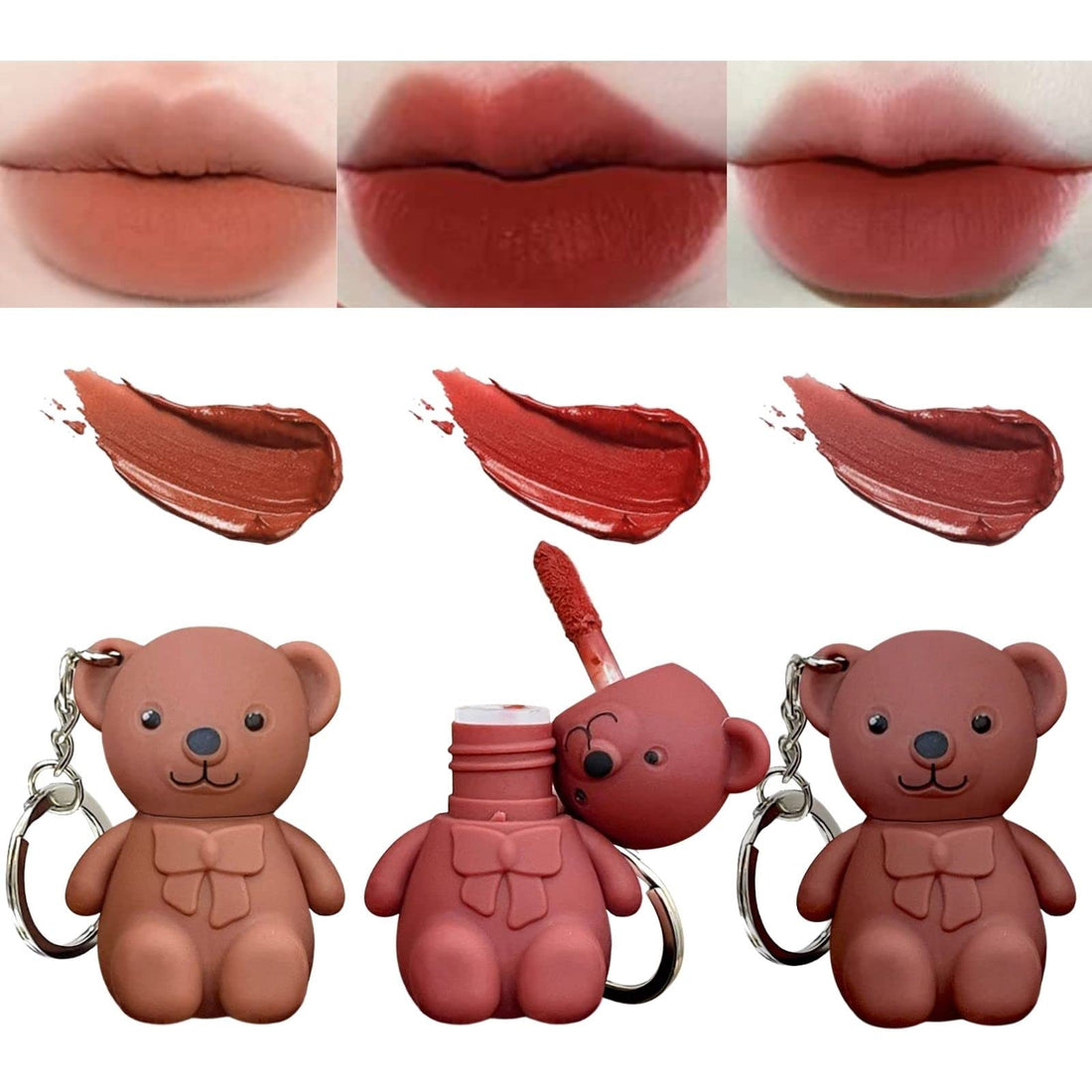 2in1 Key Chain Bear Lipstick Waterproof Long Lasting Lip (PACK OF 2)